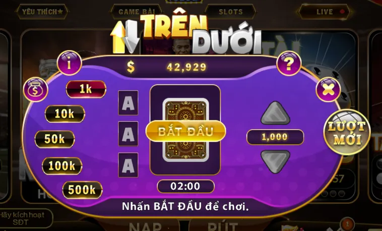 Minigame Trên Dưới Tại Hitclub Trò Chơi Giải Trí Dễ Chơi Dễ Trúng Thưởng
